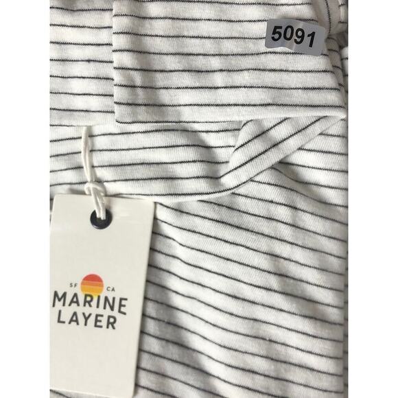 Marine Layer Lynn Top Striped Long Sleeve Turtleneck Natural Black Stripe NWT XS - Picture 8 of 8